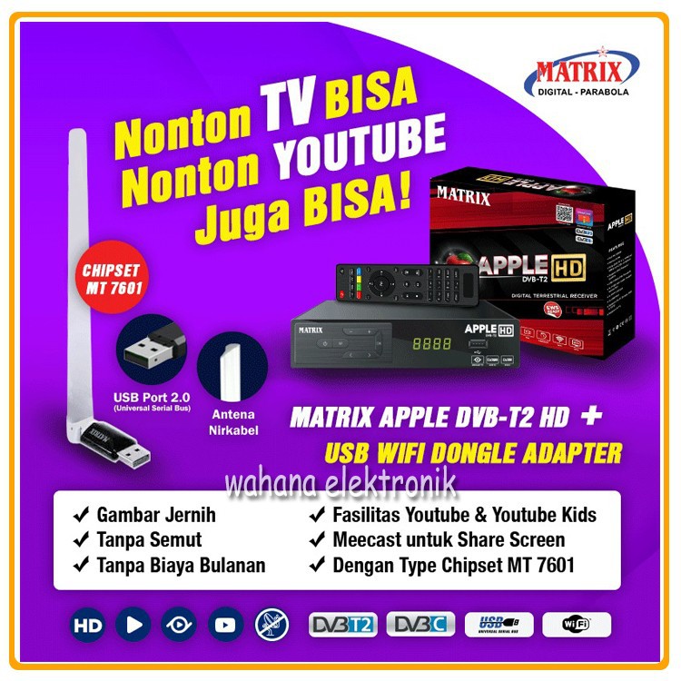 Set Top Box Matrix DVB T2 Apple NEW Receiver Siaran Digital Tv Terbaru Terlengkap Termurah Setbox