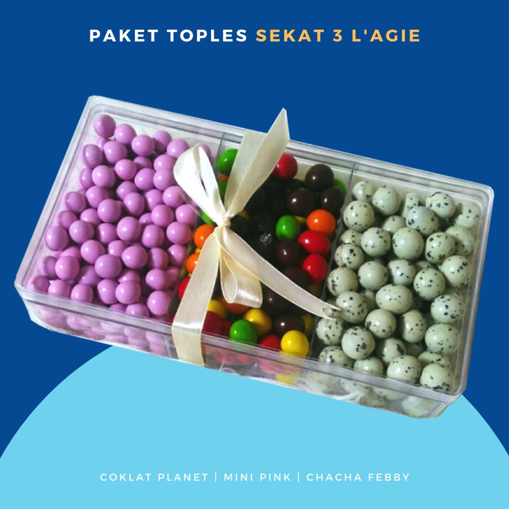 

Paket coklat kemasan toples murah / cokelat kilo toples sekat 3 L'agie