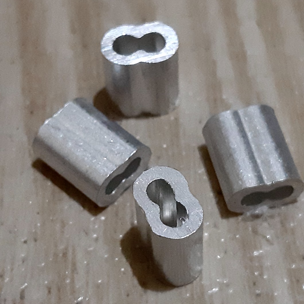 Crimp Ferrule Aluminium 2 Lubang Pengait Kawat Sling Ferol Klem Sling Pencetan Kait Penjepit