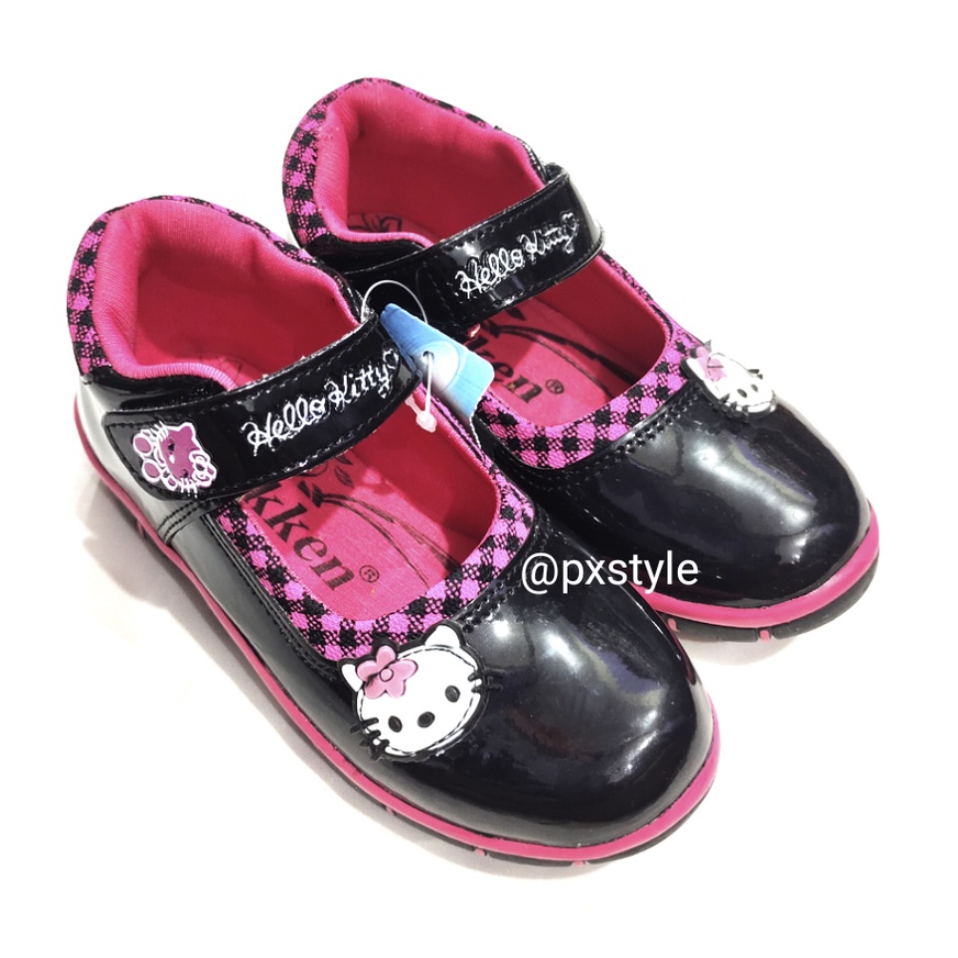 Sepatu Anak Perempuan Hello Kitty Duken/Sepatu Sekolah Hitam Anak Cewe Hello Kitty/Sepatu Hello Kitty