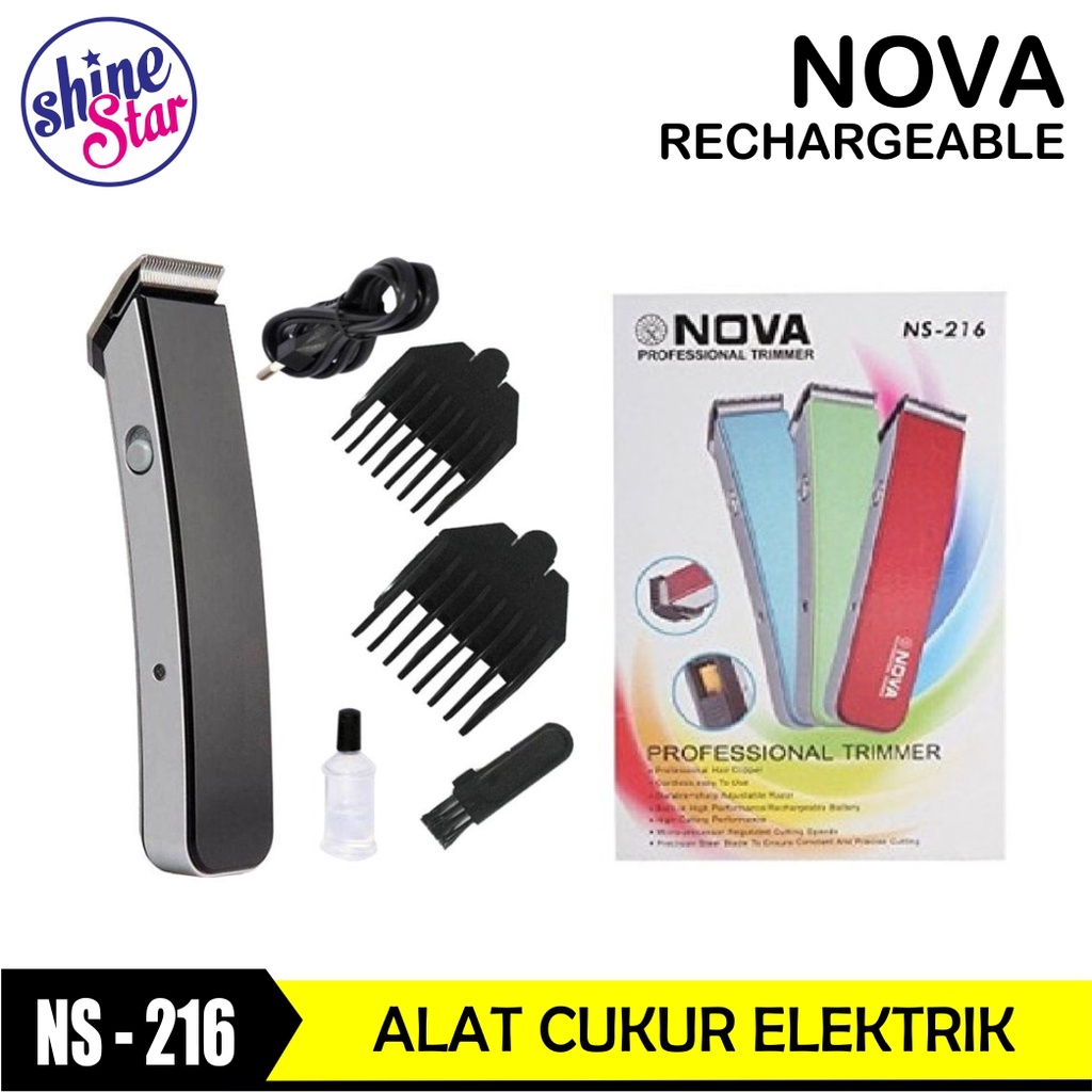 SHINE STAR - COD !! Alat Cukur Rambut - Nova NS-216 / NS 216 Hair Clipper Rechargeable - Alat Cukur Rambut Kumis Jenggot Elektrik 1 Set