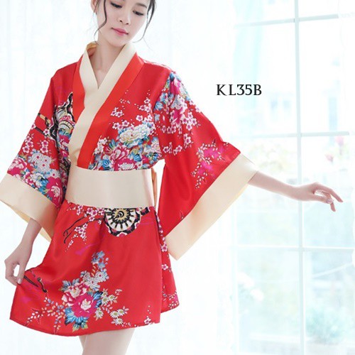 [BISA COD] KIMONO JEPANG LINGERIE KIMONO BAJU KIMONO WANITA MERAH KL35B