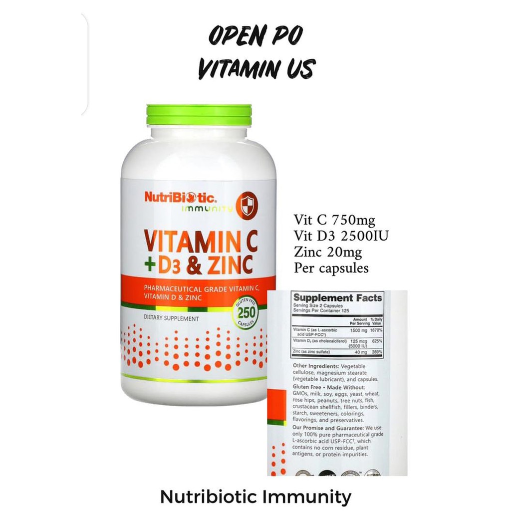 Nutribiotic Vitamin C D3 Zinc Isi 250 Capsul Shopee Indonesia