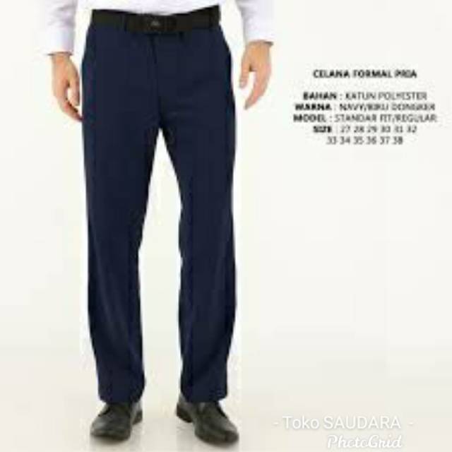 celana formal bahan pria regular fit navy
