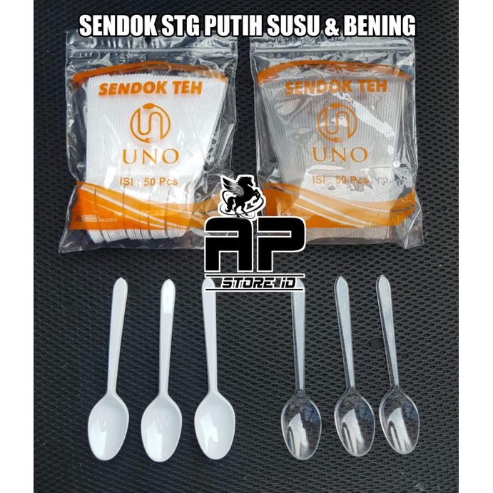 isi 50pcs Sendok STG Putih Susu &amp; Bening / Sendok Teh Tangung