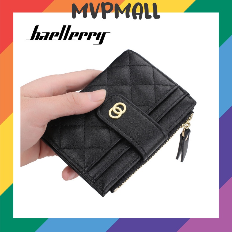 [BISA COD] BAELLERRY NR063 Dompet Wanita Kecil Dompet Pendek Lipat Dompet Kartu Wanita Bahan Kulit PU Leather Premium