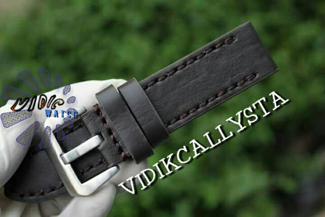 TALI KULIT KALEP EXPEDITION LOGO 24 MM COKLAT TUA BUCKLE SILVER