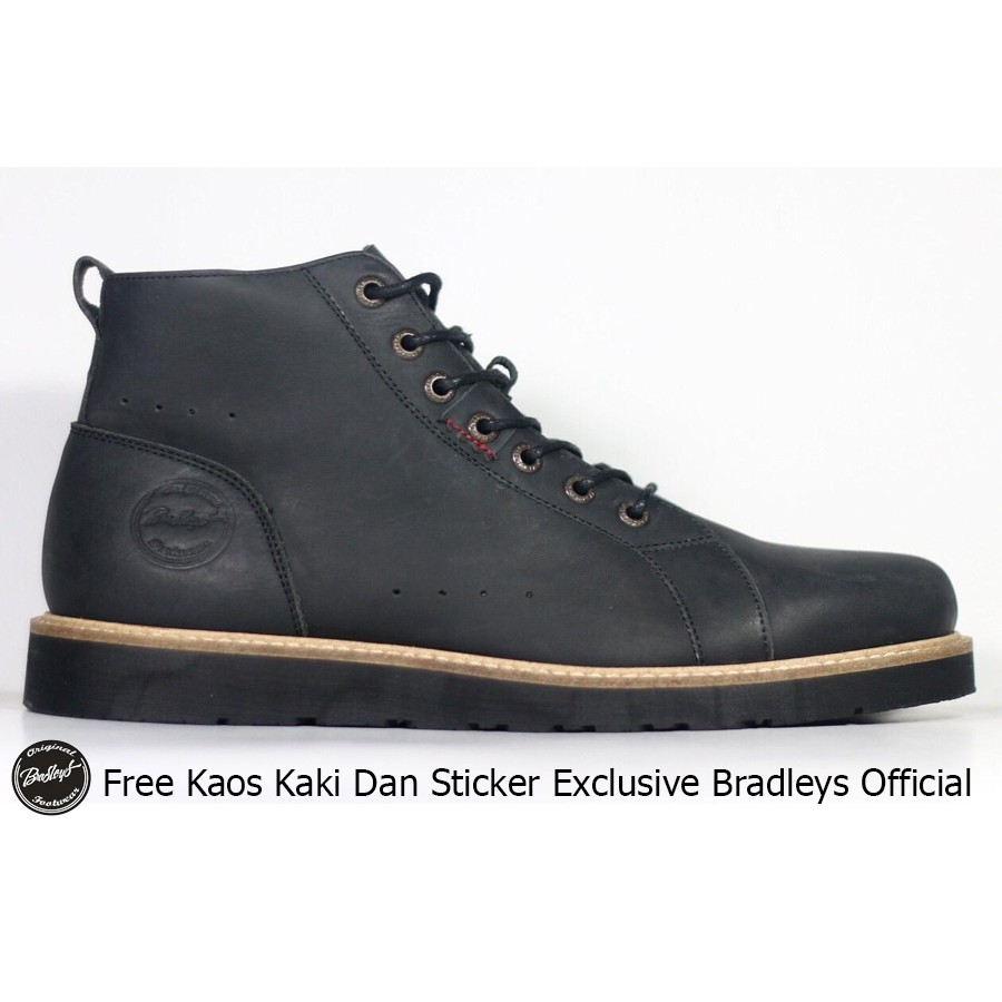 Sepatu Boots Pria - BRADLEYS - CORDOVAN Black - Kulit Asli