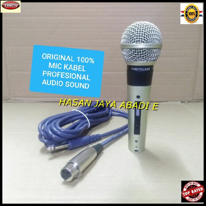 Original firstclass Mic kabel Microphone sing golden song cable karaoke vocal audio sound mik pengeras suara pro profesional vokal mikrophone dynamic aux asli music bahan metal  GARANSI UANG KEMBALI JIKA TERBUKTI TIDAK ORIGINAL  Bahan dari BESI Langsung n