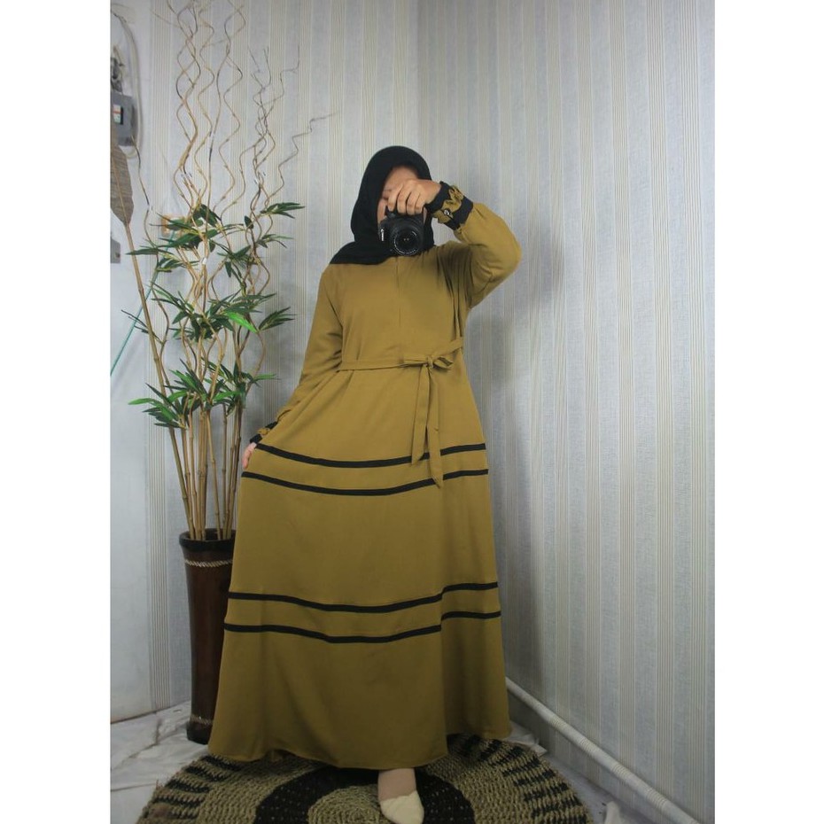 Gamis premium Itycrepe size L xxl jumbo big FAZWA Busana Muslim Wanita Syari modis baju uslim mrah adem original