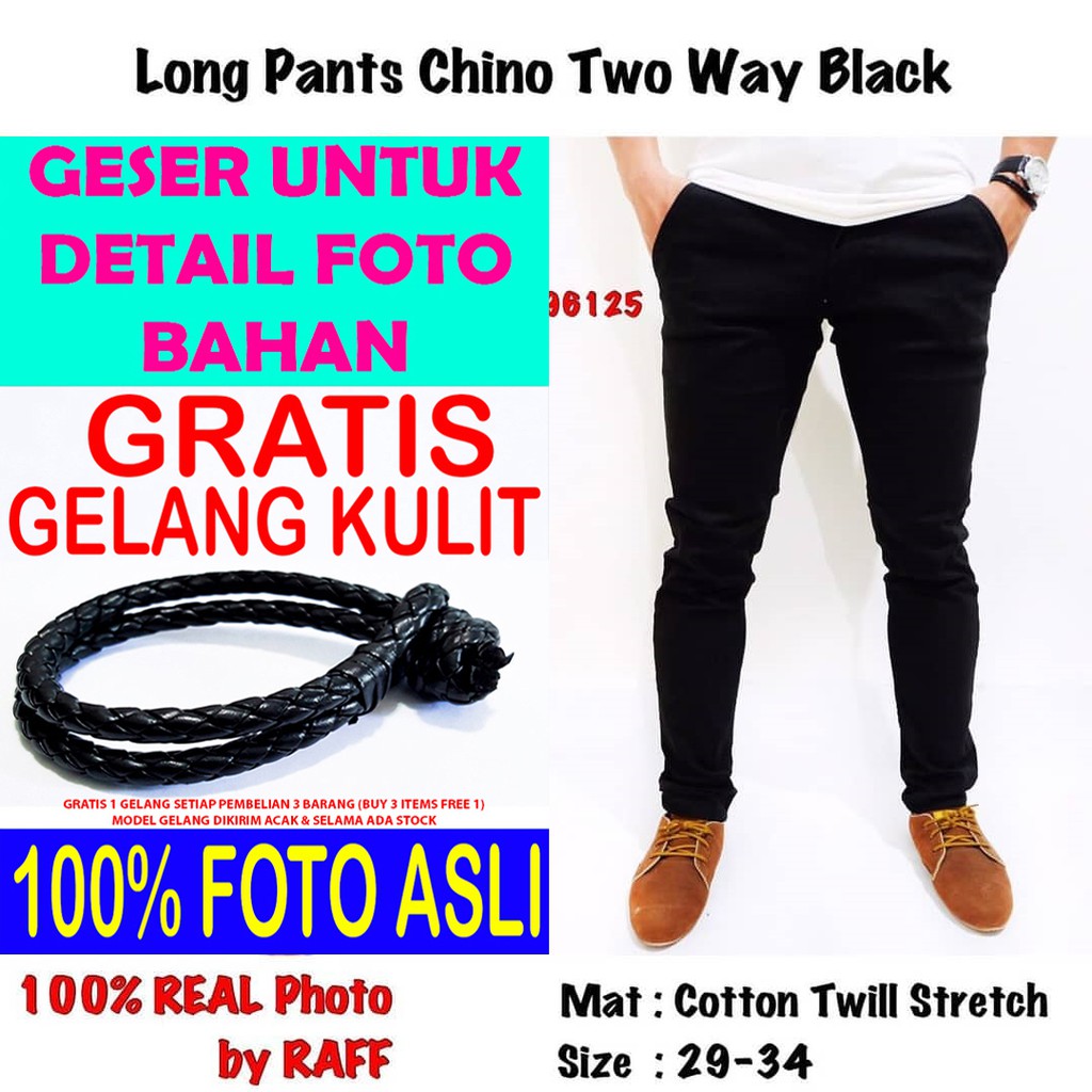 Celana Panjang Kain Chino Kantor Hitam ROYALVIP PRIA COWOK BAGUS MURAH PREMIUM IMPORT PROMO GRATIS