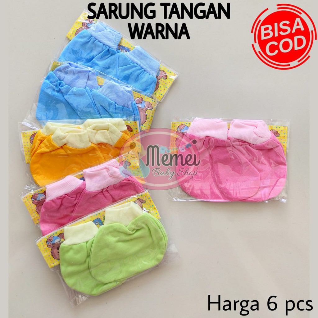 1/2 LUSIN (6 set) Sarung tangan dan kaos kaki bayi WARNA halus lembut