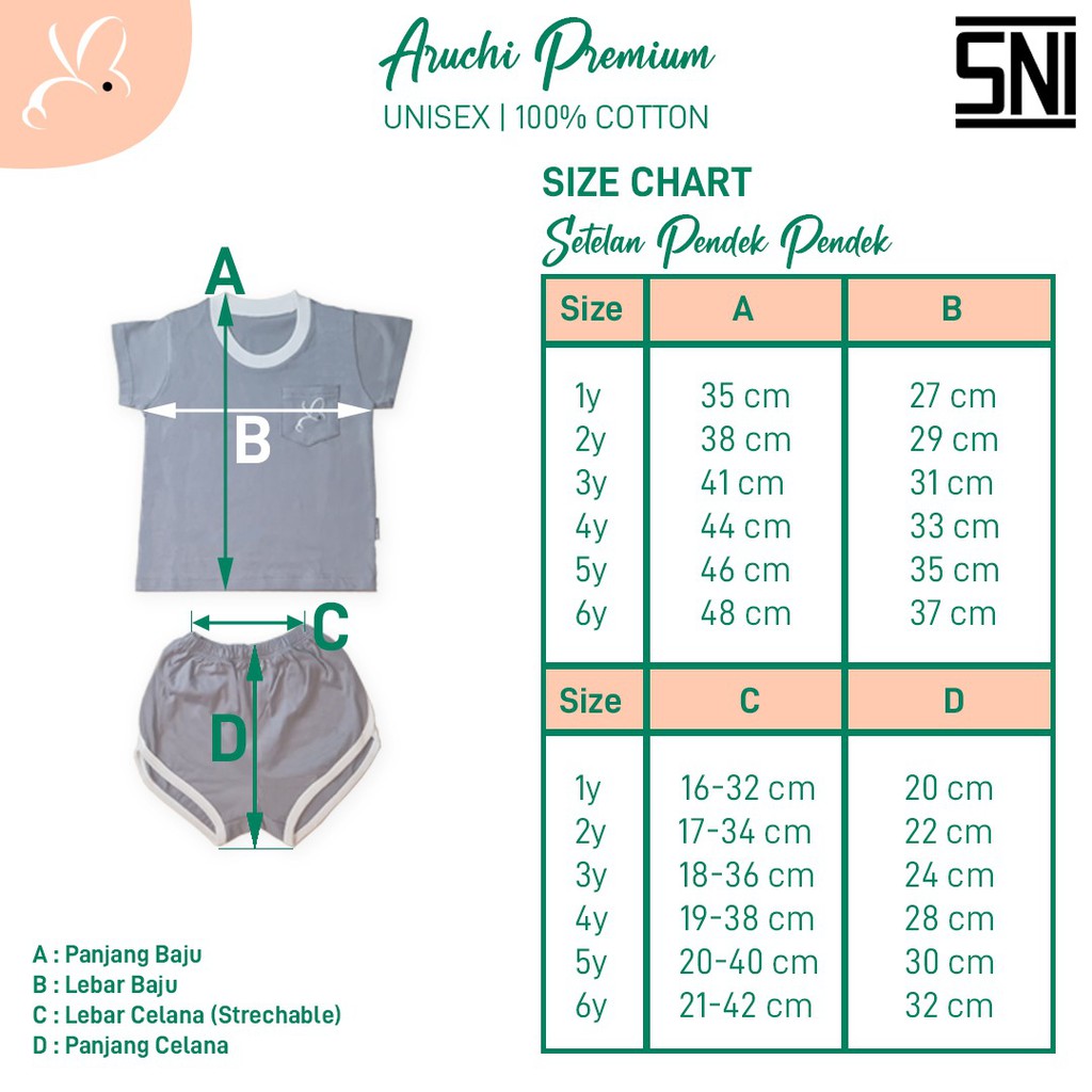 PROMO Setelan Pocket Tee RETRO SET ARUCHI BOY GIRL UNISEX Pakaian Bayi 1-6 Thn