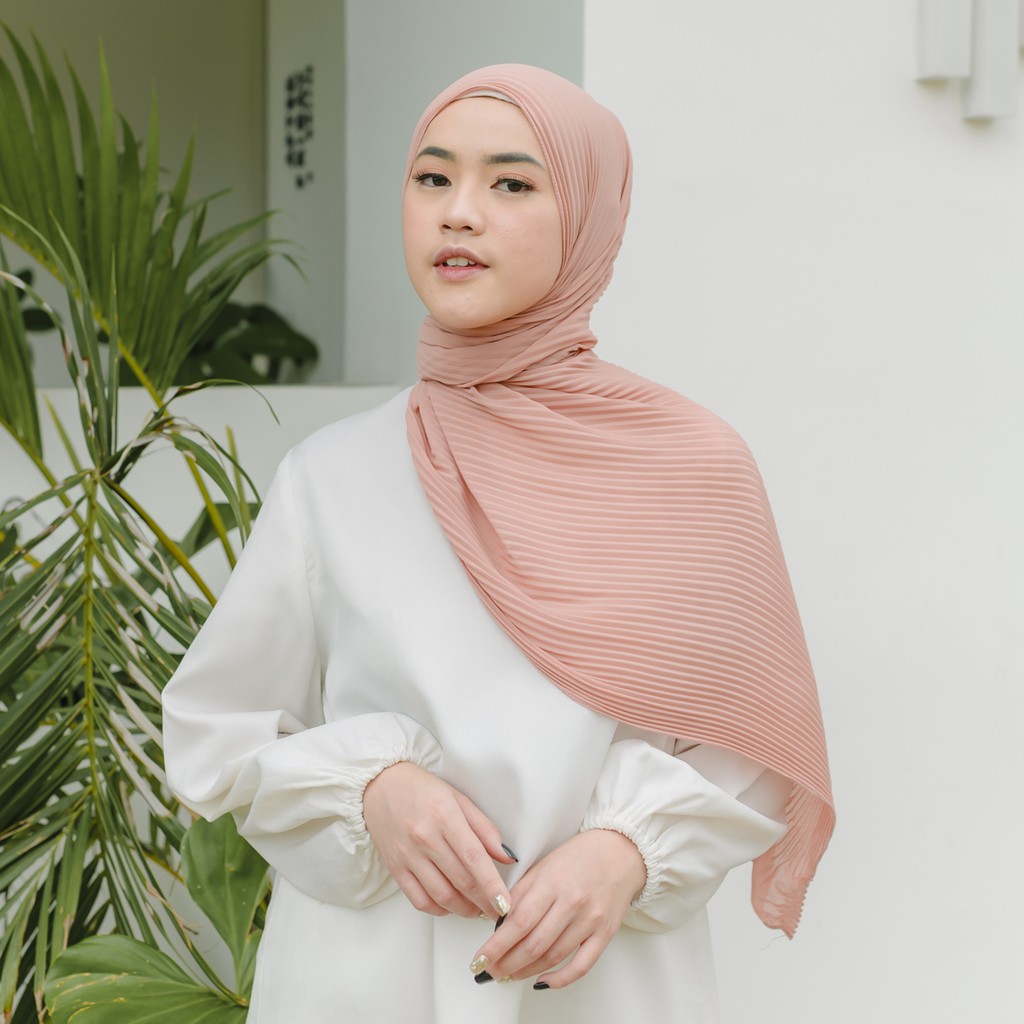 Lozy Hijab - Bawal Pleats Shawl ( Pashmina Plisket )-Dark Baby Pink