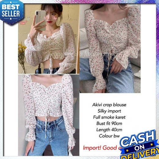 Vevila Blouse Baju Balon Wanita Blouse Jumbo Atasan Atasan Big Size Baju Korean Style Wanita Ootd Ke