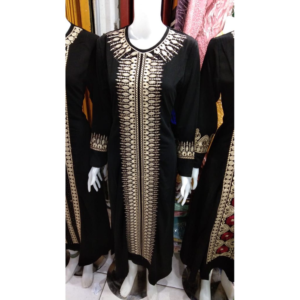 Exclusive Gamis Abaya Arab Hitam Busana Muslim Wanita Terbaru Bahan Jetblack Saudi Premium