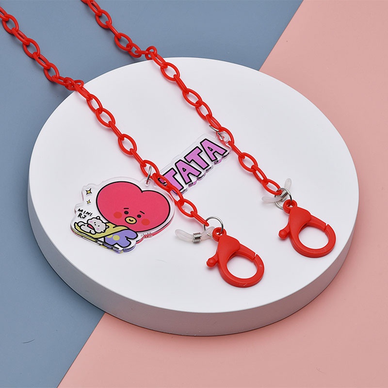 XiaoboACC Masker Strap Tali Lanyard Kacamata Motif Kpop Bts / Bt21 Idol Tata / Koya Panjang 50cm