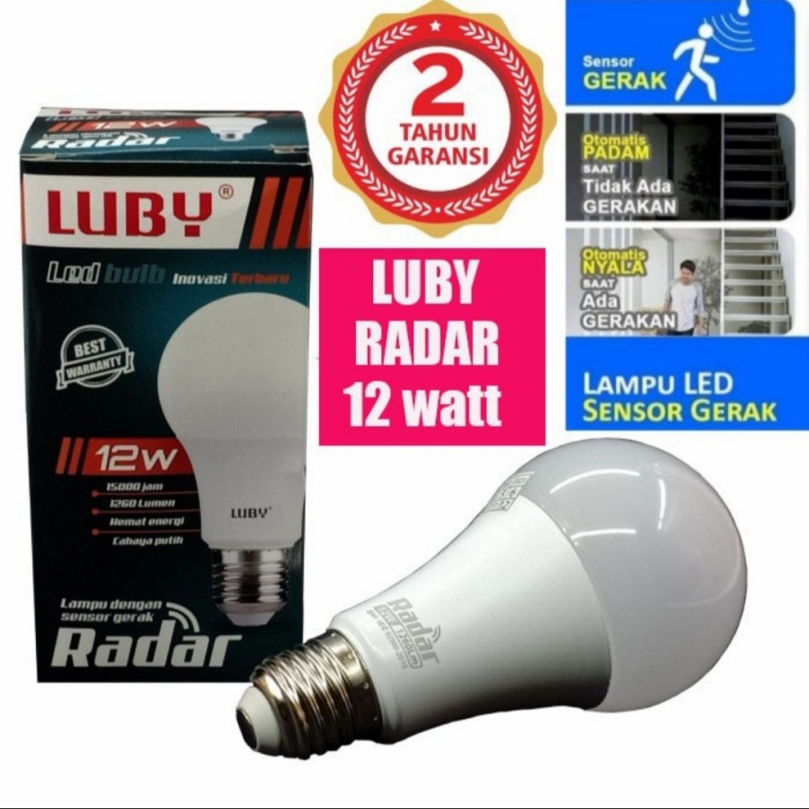 LUBY LAMPU RADAR LED 12 WATT CAHAYA PUTIH SENSOR GERAK OTOMATIS 12W