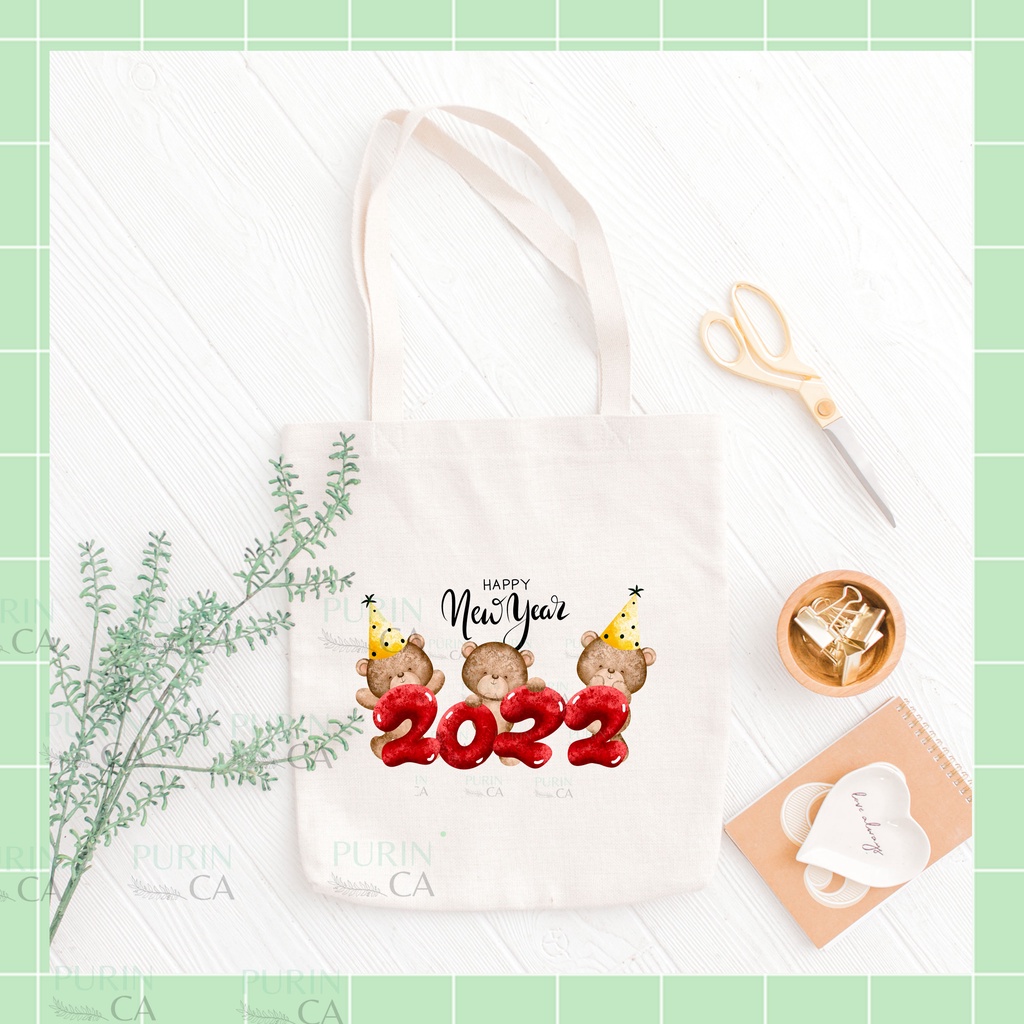 Tote bag dan POUCH Kanvas Gambar CHRISTMAS dan NEW YEAR Lucu