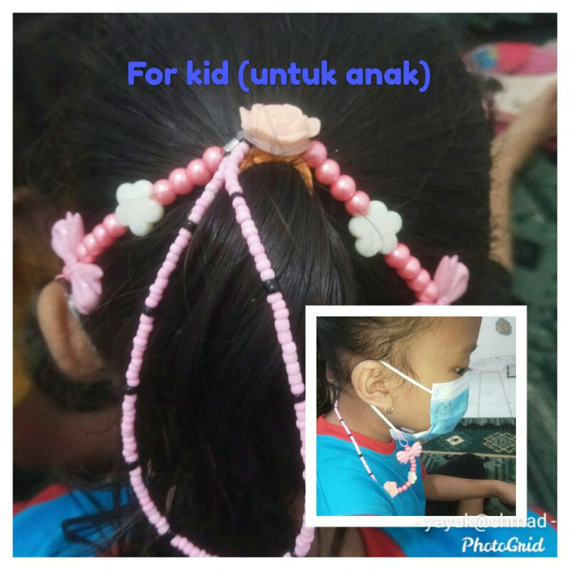 konektor masker manik mutiara strap masker anak