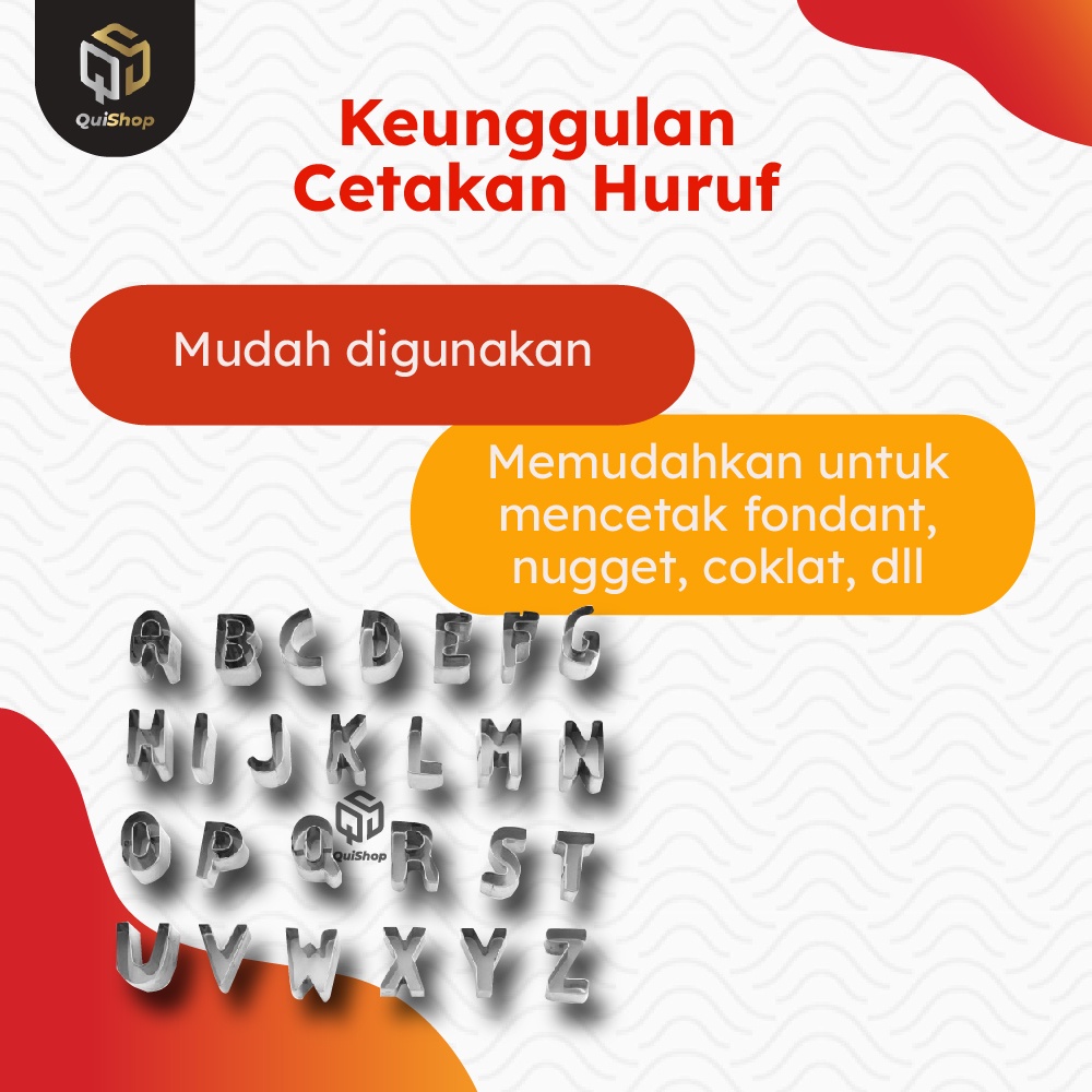 Cetakan kue Huruf Stainless 26 piece set alpabet 3 Dimensi DIY Letters