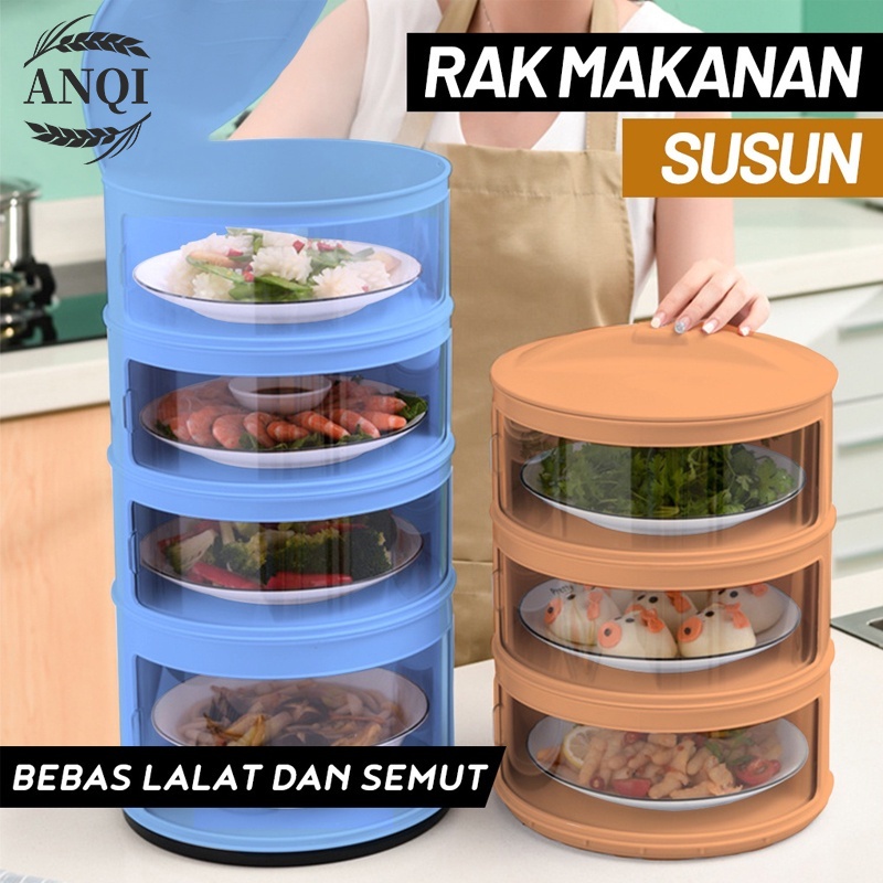 ANQI 1888 Rak Makanan Susun Tetap Hangat Meal Cover Tudung Saji Penyimpanan Makanan Tudung Saji Bertingkat Food Cover Rak