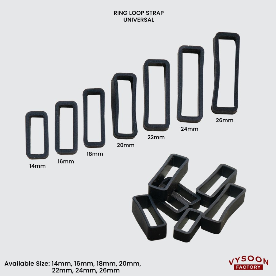 Ring Loop Rubber Karet Silicone Jam Tangan 14mm 16mm 18mm 20mm 22mm