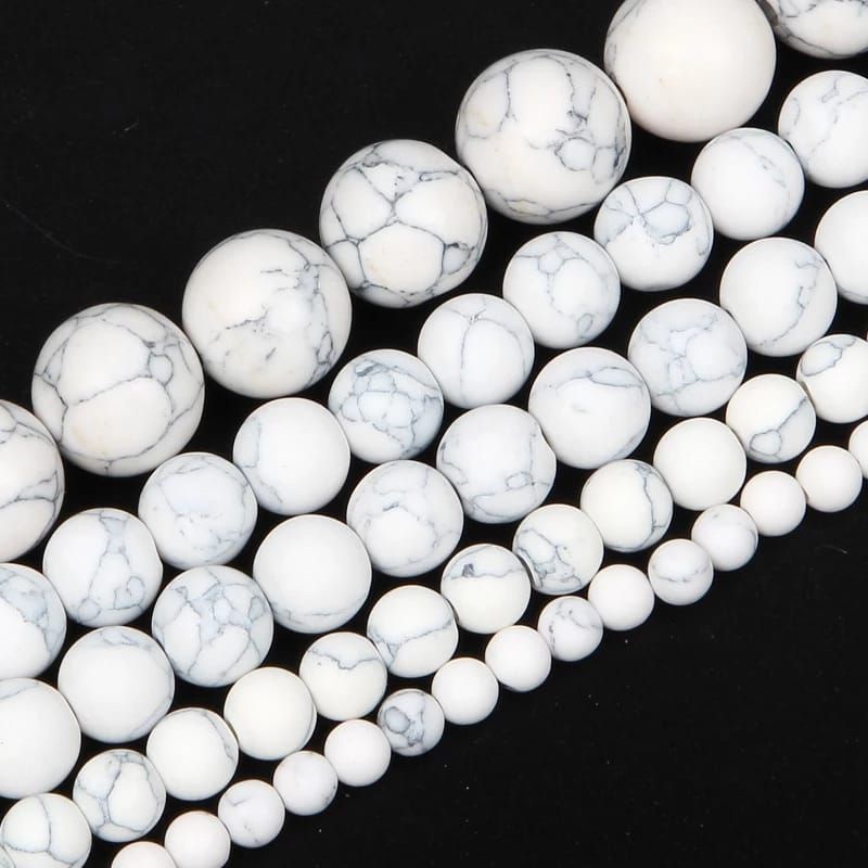 Batu Alam Bulat Howlite 6mm 8mm 10mm