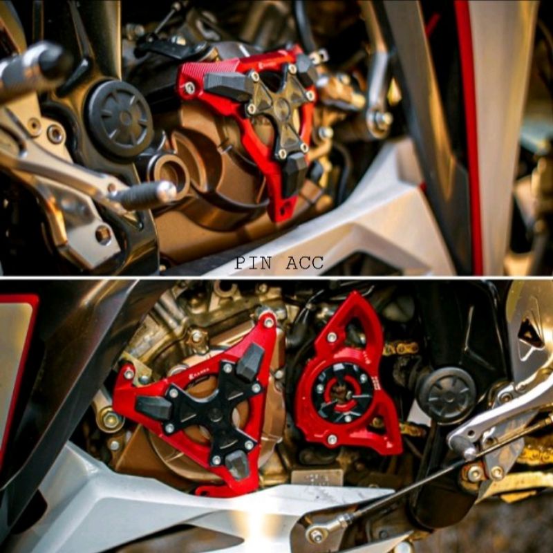 Cover Mesin/Cover Engine set plus tutup gear depan Vixion, MX King, R15 V2 MT15 Xabre/XSR/CB150R/CBR 1 paket set kiri/kanan plus cover gear