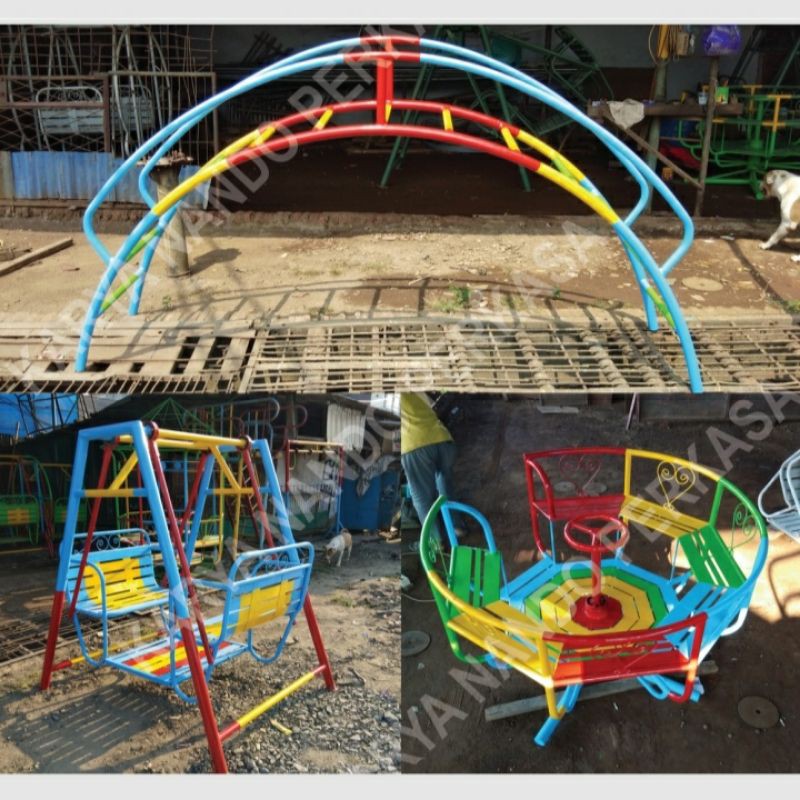 mainan 3 set ayunan bangku 80cm tangga pelangi & mangkok putar