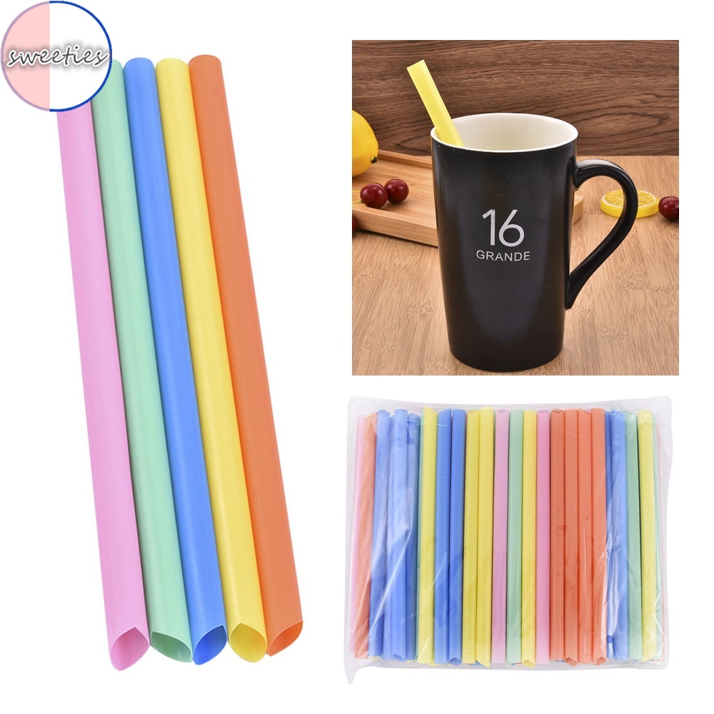 100pcs / Kantong Sedotan Milkshakes milk tea Sekali Pakai Warna-Warni Ukuran 19cm Untuk Dapur