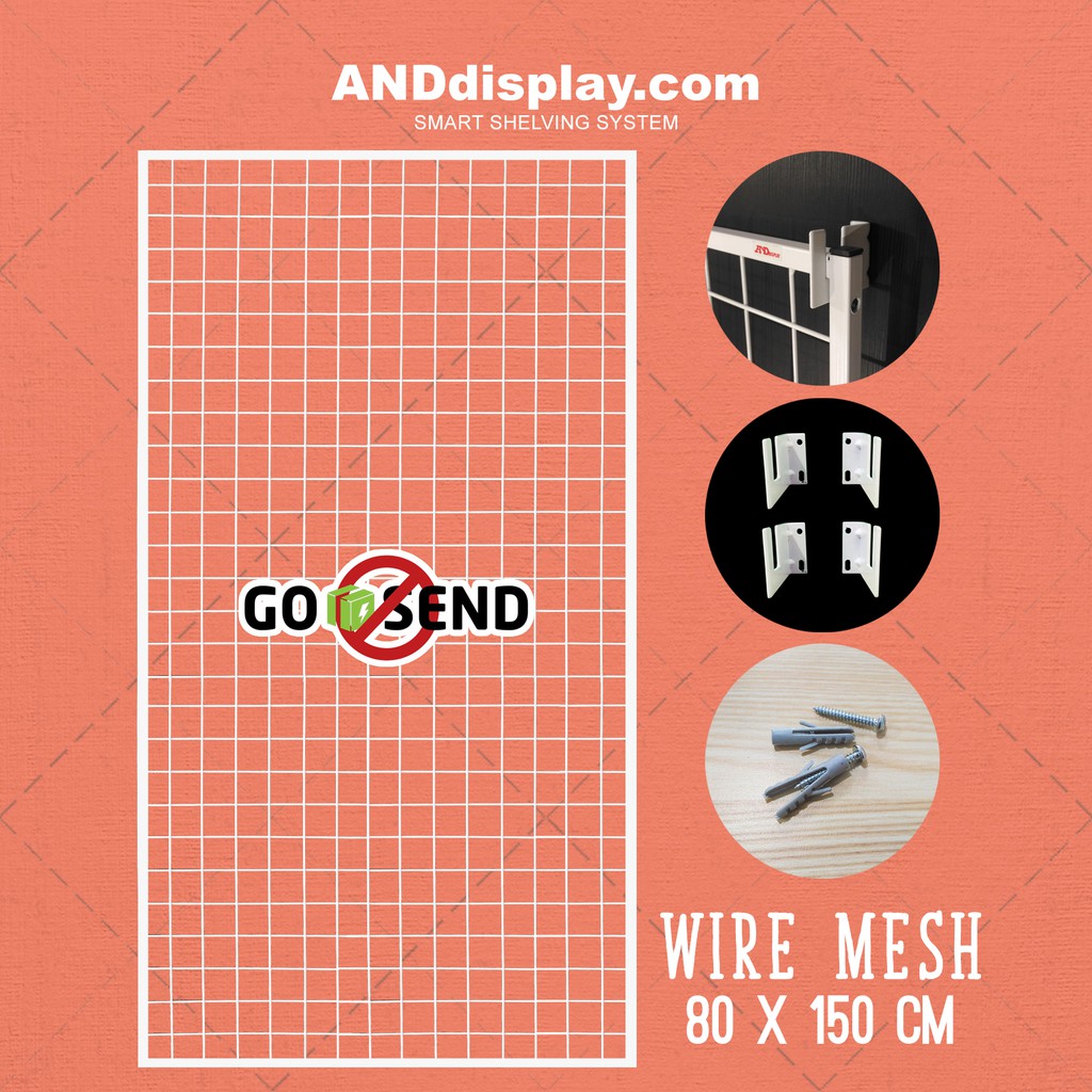 WIREMESH 80x150CM + H5 WALL PUTIH KAWAT RAM DINDING WIRE GRID