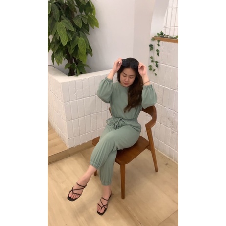 JOSHIN Set croptop ciara - setelan croptop panjang - setelan joger kaos crop waffle