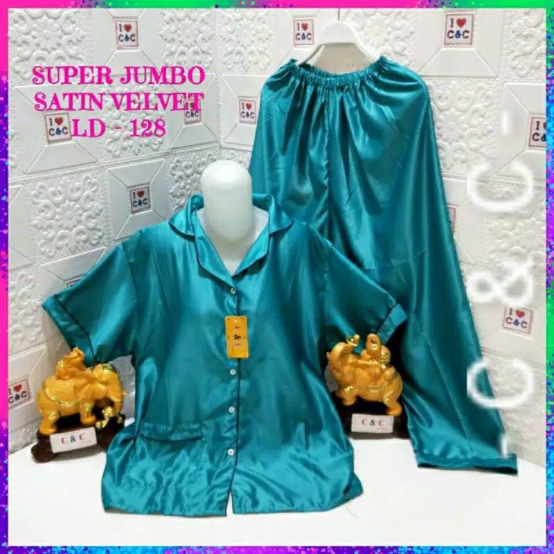 BAJU TIDUR PIYAMA/CP SUPER JUMBO 5XL/LD 130/SATIN VELVET-Tosca