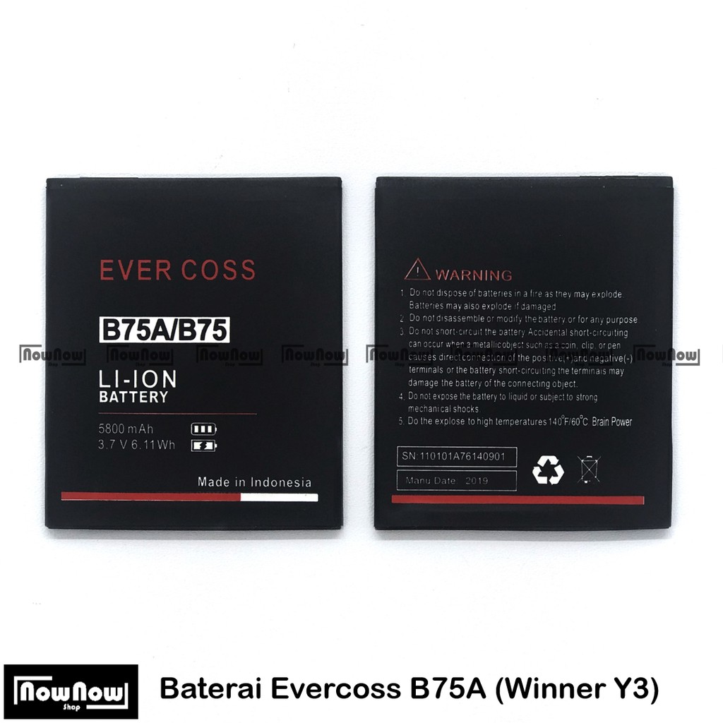 Baterai Evercoss B75A Winner Y3 Original Double Power Batre Batrai Battery HP