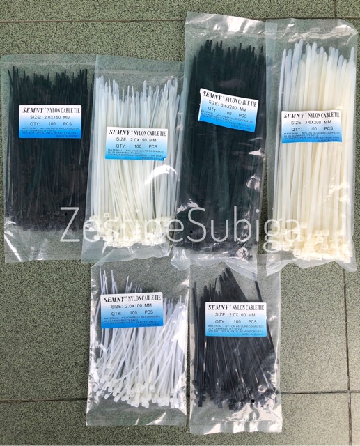 Kabel Ties / Nylon Cable Ties 2,0 x 100mm 150mm hitam / putih Semny