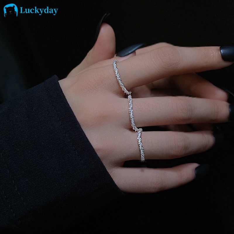 YEEZII Korean Simple Shining Silver Ring Fashion Finger Rings for Women Jewelry Accessories