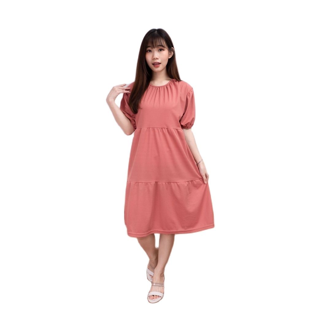 ZASKIYA - DRES MIJOO WANITA LENGAN PUFF | DRES MIDI WANITA RUFFLE WANITA KORAN STYLE