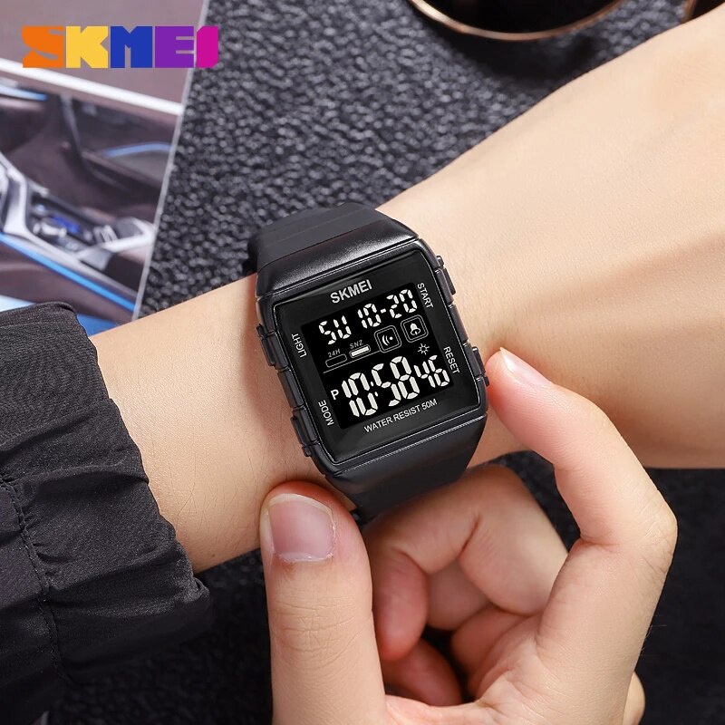 SKMEI 1960 Jam Tangan Pria Wanita Digital Chronograph Sport Watch Dual Time Anti Air Tali Rubber WATCHKITE WKOS