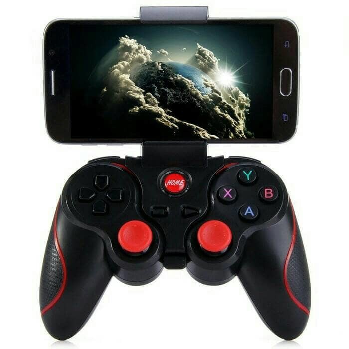 Gamepad stick hp wireless Bluetooth with holder for Android ios dan PC