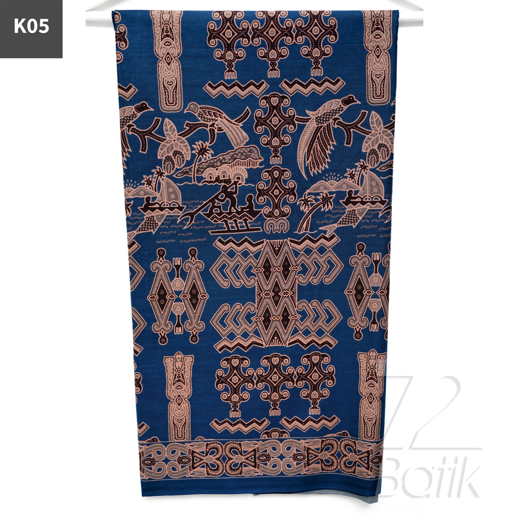 KAIN BATIK PREMIUM Bahan Katun Motif Burung Adat Warna Biru 721182 Cap 72 Jarik Jarit Samping Kebat Panjang Batik Katun Modern Premium Bahan Seragam Batik Pernikahan Kantor Keluarga Murah Kamen Jadi Batik Bali Lembaran