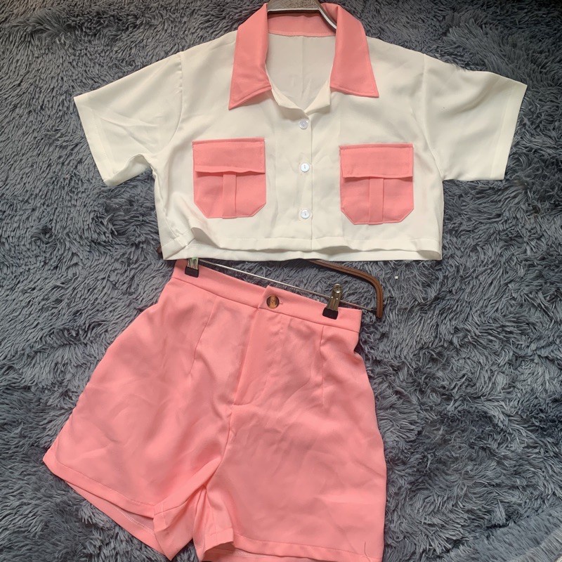 BEFAST - ZEC OOTD Setelan Wanita HAZEL / Set Cordeline / Setelan Wanita Crop / Set Banyak Warna / Setelan Wanita Tangan Pendek Celana Pendek / Set Celana Pendek / Set Baju Tangan Pendek / Setelan Wanita Santai / Setelan Model Korea / Set Korea