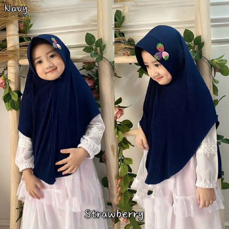 ❤GISELLA❤ Jilbab naqita plisket anak variasi strawberry / jilbab bergo maryam plisket / jilbab straw