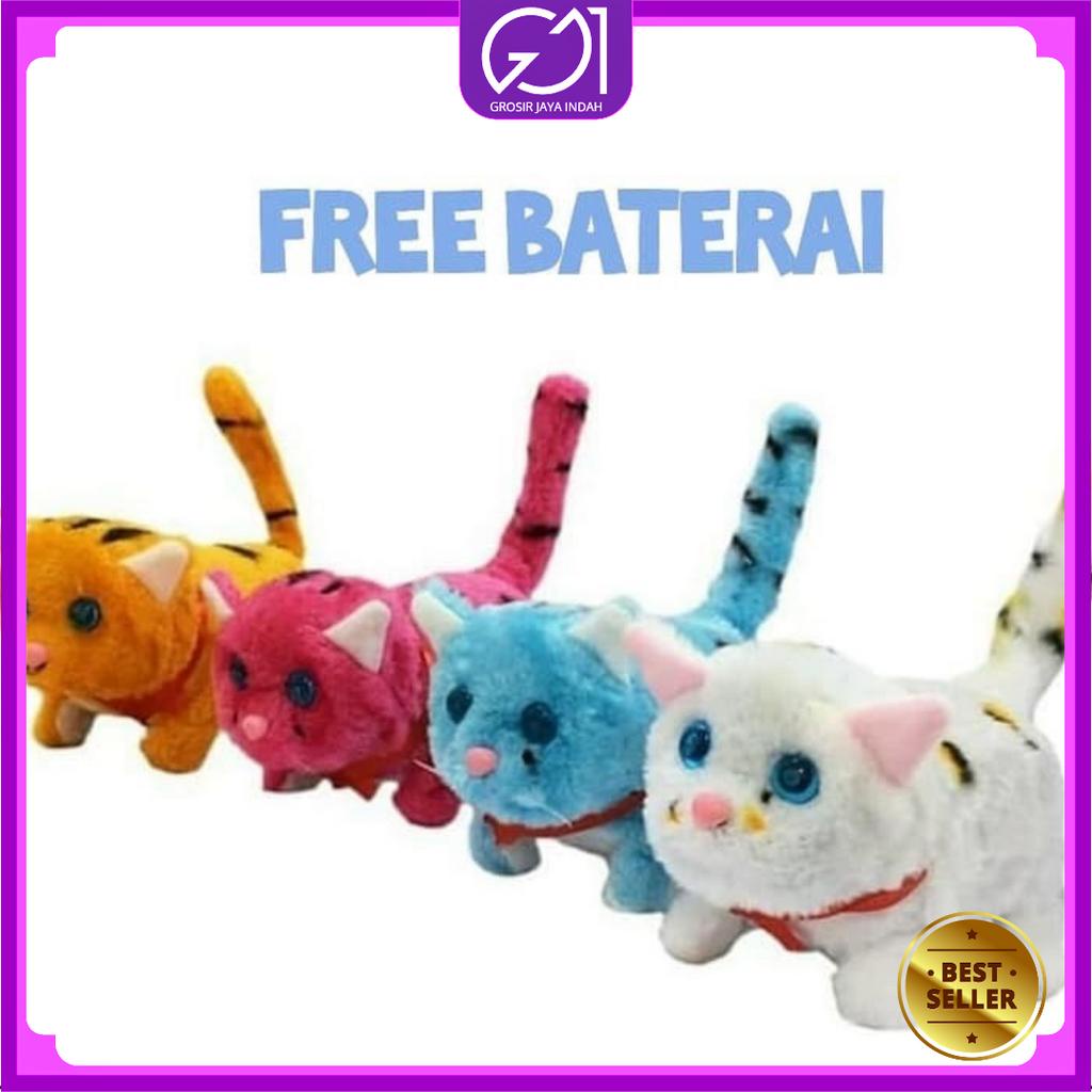 Robot Kucing Mainan Anak / Boneka Kucing Berjalan Bersuara Lucu / Mainan Robot Kucingan / Mainan Hewan Bergerak / FREE BATERAI