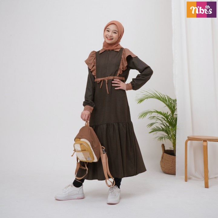 Nibras Midi Dres NT 076 Terbaru 2022 / Fashion Muslim Nibras Kekinian / Gamis Remaja