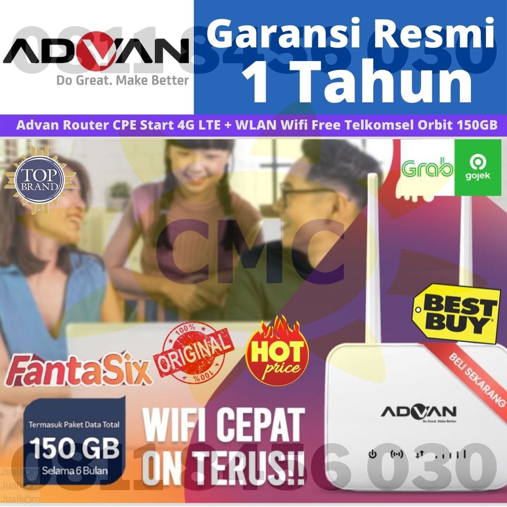 Advan Router CPE Start 4G LTE + WLAN Wifi Free Telkomsel Orbit 150GB