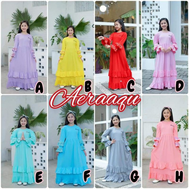 GAMIS MUSLIM LONGDRESS BY AERAAQU / BAJU LEBARAN ANAK USIA 10-18T