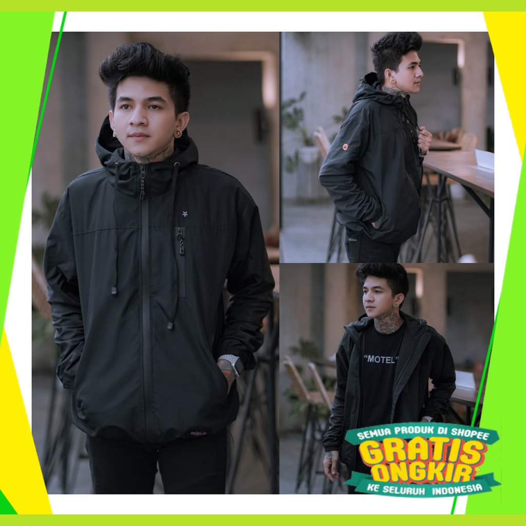 Hitam Putih Biru Orange Hijau Navy Dongker Polos moccha coklat / JAKET COWOK PARASUT WP Rebel ID Ori