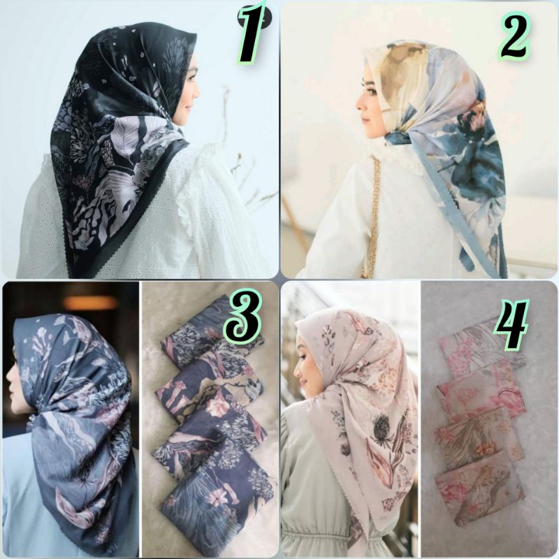 hijab segi empat motif terbaru / Hijab voal segi empat Lasercut  Hijab  printing / kerudung motif te