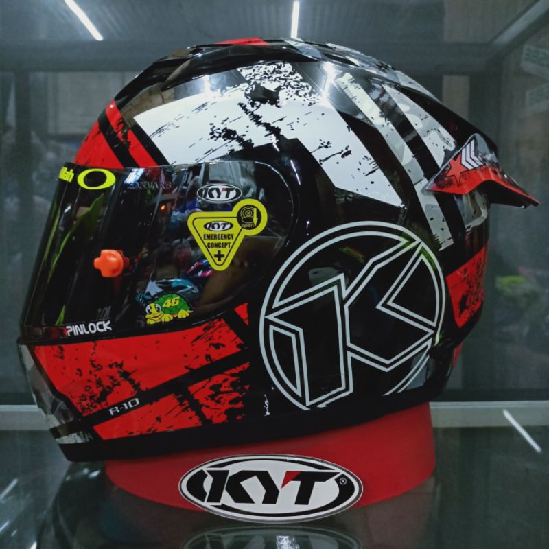 KYT R10 AQUA RED PAKET GANTENG TERMURAH